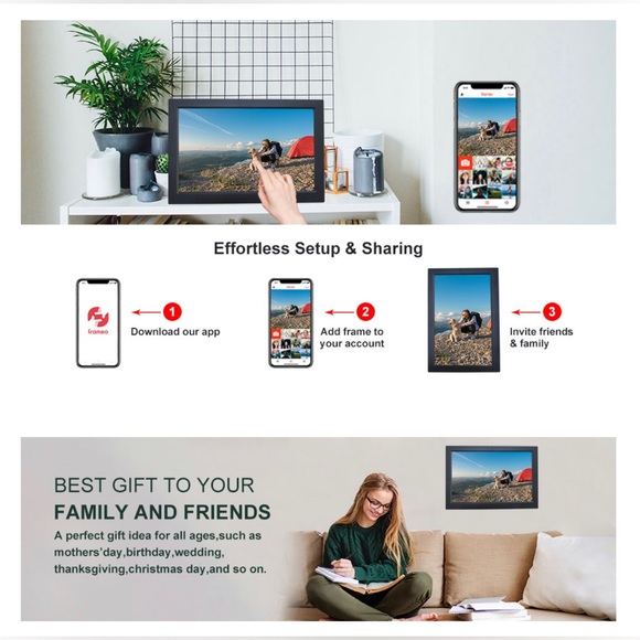 New - 10.1 Inch WiFi Digital Photo Picture Frame w/ 16GB Storage & Touch Screen - Picture 11 of 11